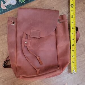 New Brown Leather Womens Backpack / Purse.